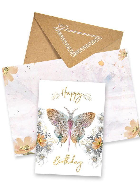 paisley butterfly birthday greeting card collage