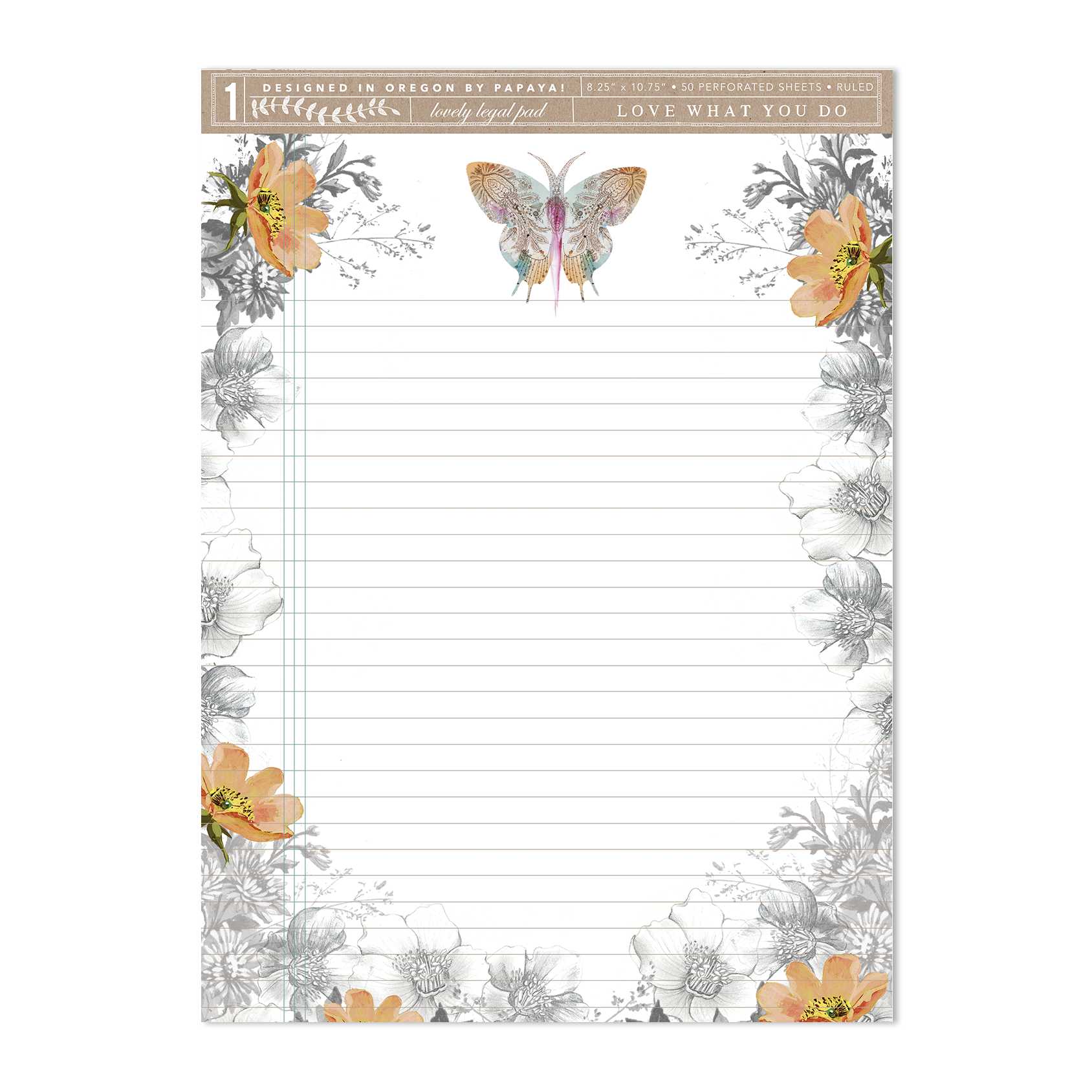 Legal Pad, Paisley Butterfly