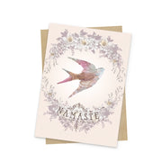 Namaste flight mini greeting card front