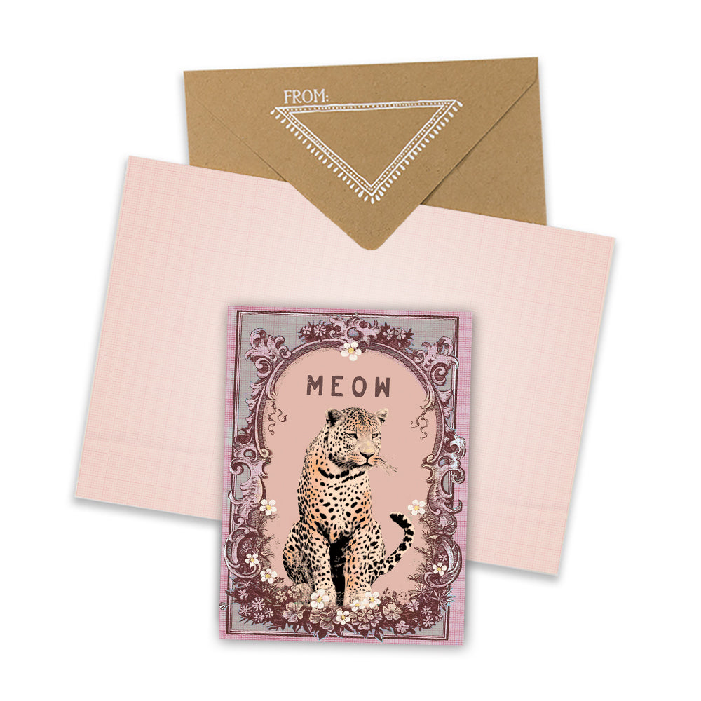 papaya meow leopard mini greeting card collage