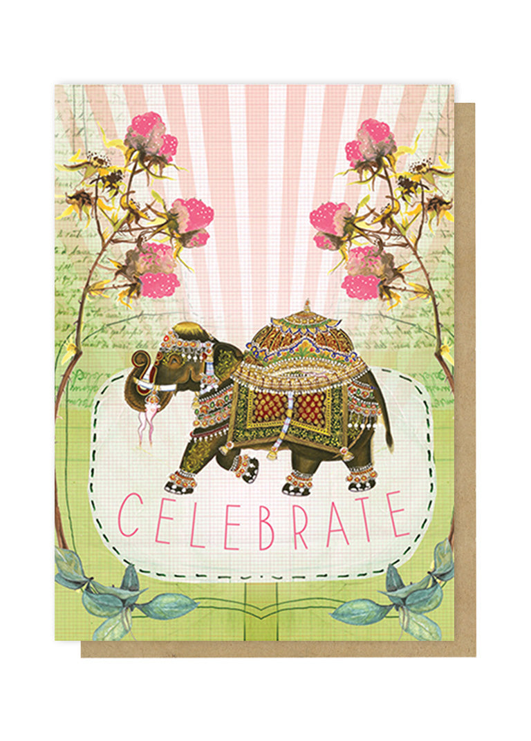 fancy elephant greeting card front