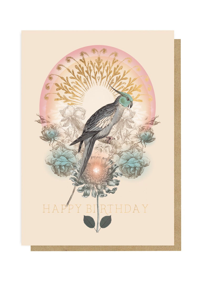 parakeet papaya birthday greeting card front